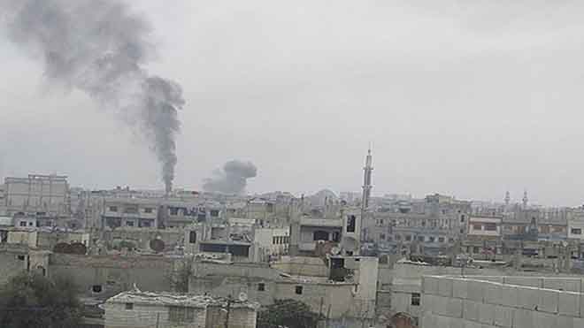 روسیه در نخستین عملیات نظامی خود در سوریه، مناطق از حمص و حما را بمباران کرد