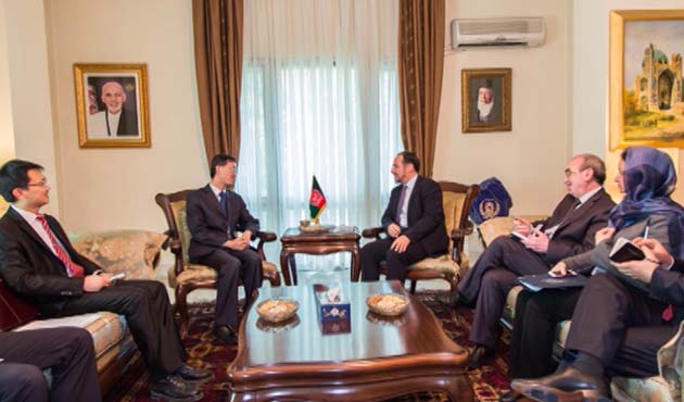 دیدار سفیر چین در کابل با صلاح الدین ربانی وزیر امور خارجه کشور