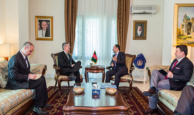 صلاح الدین ربانی وزیر خارجه کشور با یک هیات کشور ناروی دیدار کرد