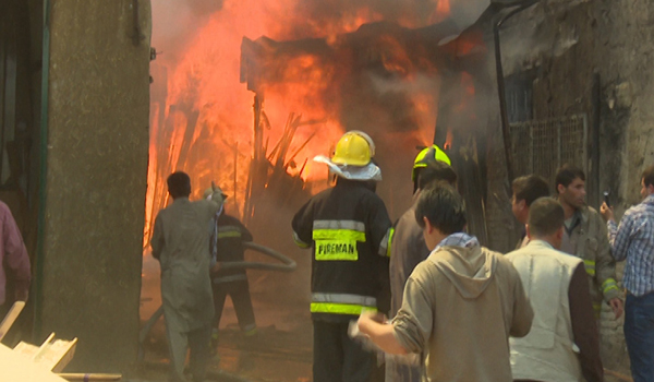 درپی آتش سوزی در منطقه قوای مرکز شهر کابل پنج صد دکان سوخته است