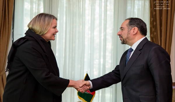 صلاح الدین ربانی وزیر امور خارجه کشور با سفیر ناروی مقیم کابل دیدار کرد