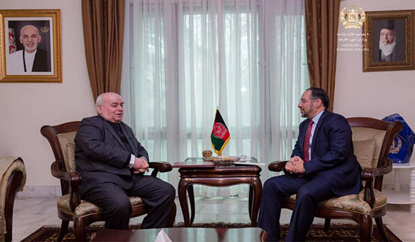 دیدار صلاح الدین ربانی وزیر امور خارجه کشور با سفیر تاجیکستان در کابل