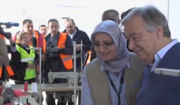 دبیر کل سازمان ملل متحد از یک اردوگاه آوارگان سوری در اردن دیدن کرد