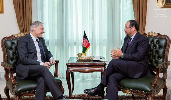دیدار وزیر امور خارجه کشور با فرستاده ویژه اتحادیه اروپا برای افغانستان