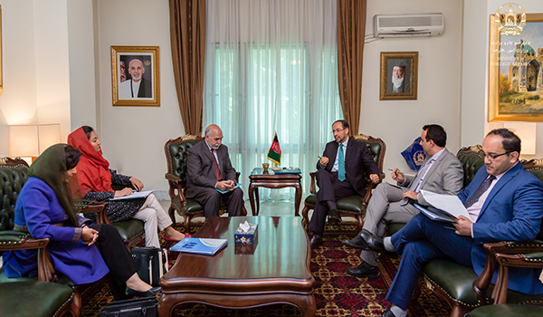 دیدار صلاح الدین ربانی وزیر امور خارجه کشور با روسای کمیسیون مشترک همکاری ها میان افغانستان و ایران