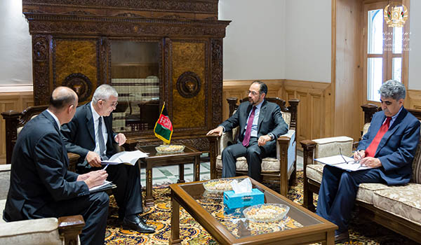 دیدار صلاح الدین ربانی وزیر امور خارجه کشور با سفیر ازبیکستان مقیم کابل