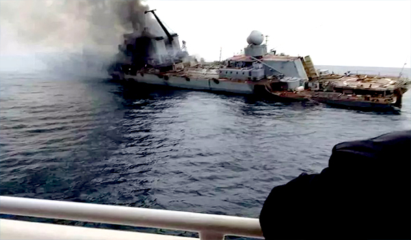 انهدام یک کشتی روسی در دریای سیاه توسط اوکراین